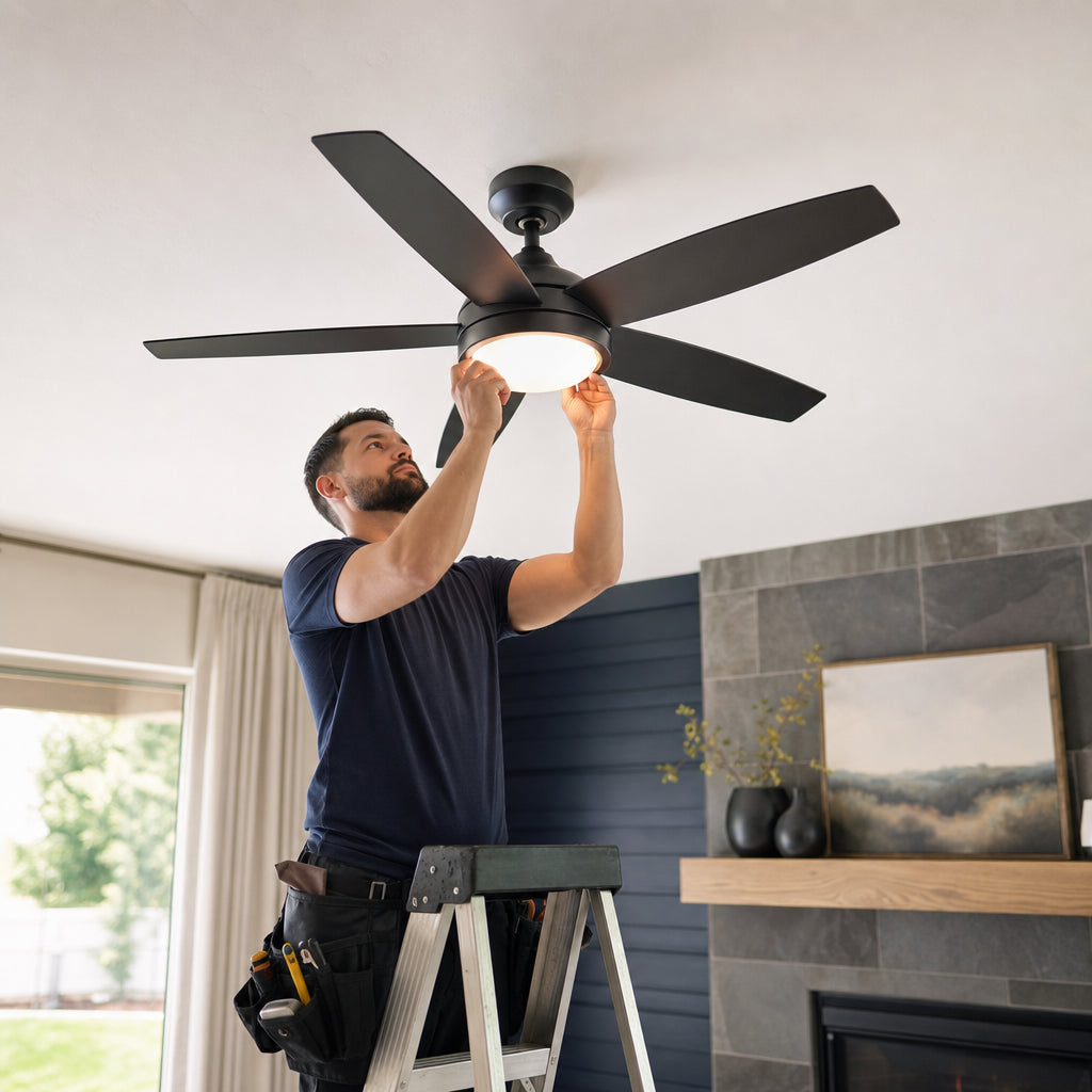 Ceiling Fan with Light Kit — Existing Fan-Rated Box