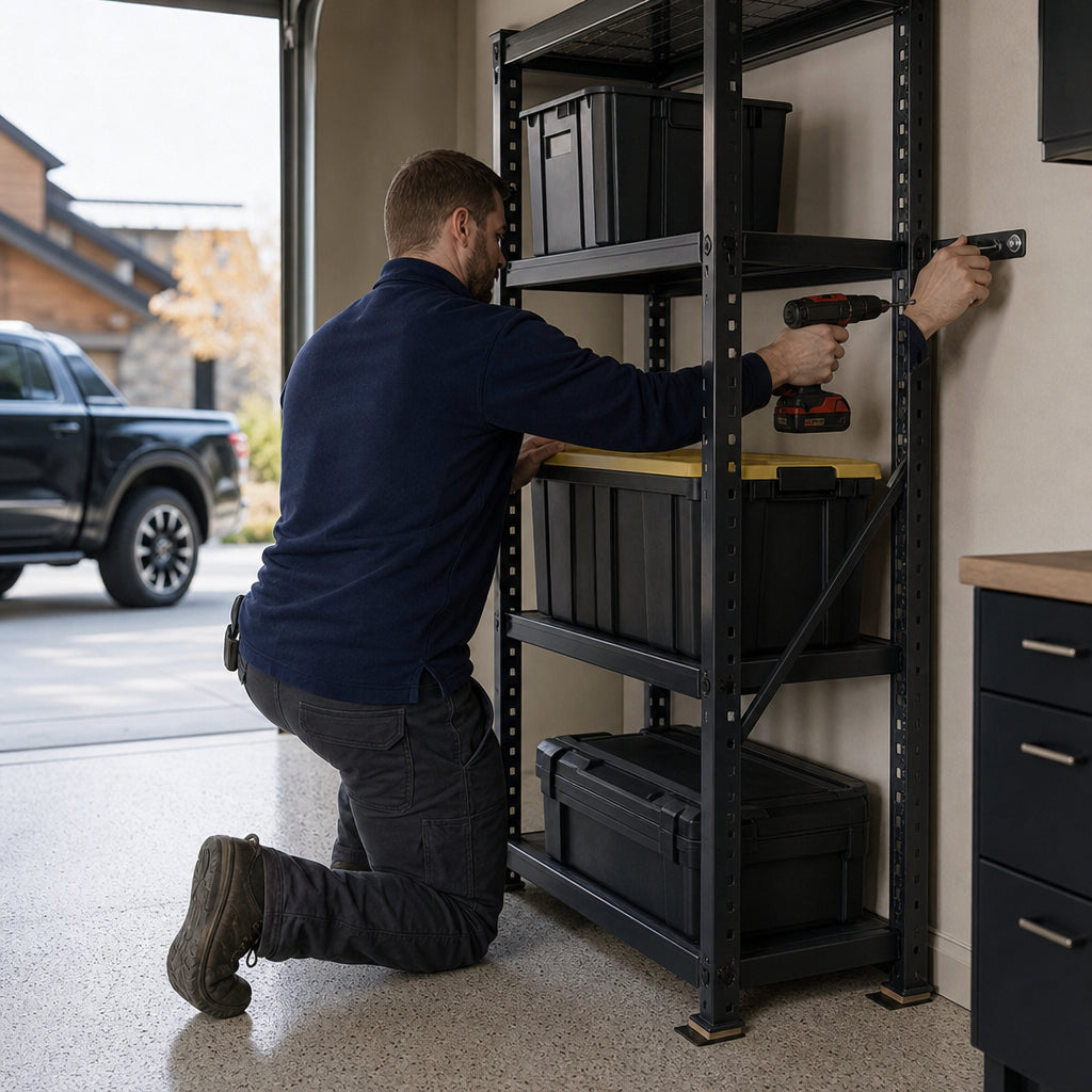 Garage Shelving Unit Assembly & Anchor
