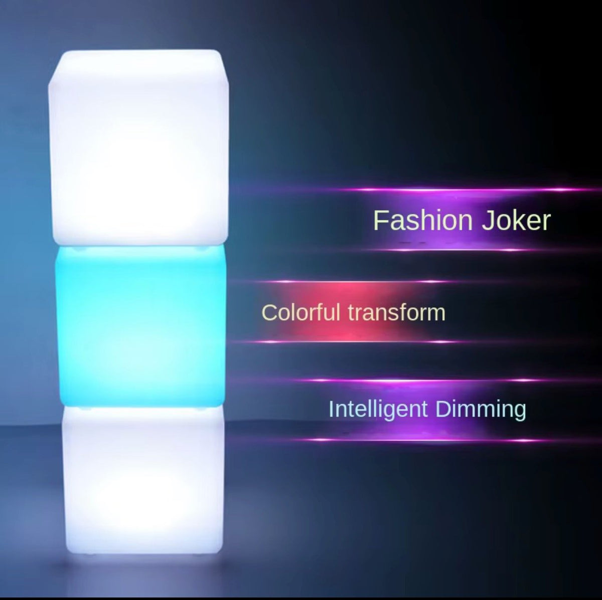 LED RGB Glow Tables + Cubes 6 Tall 4 Short 4 Cubes Used