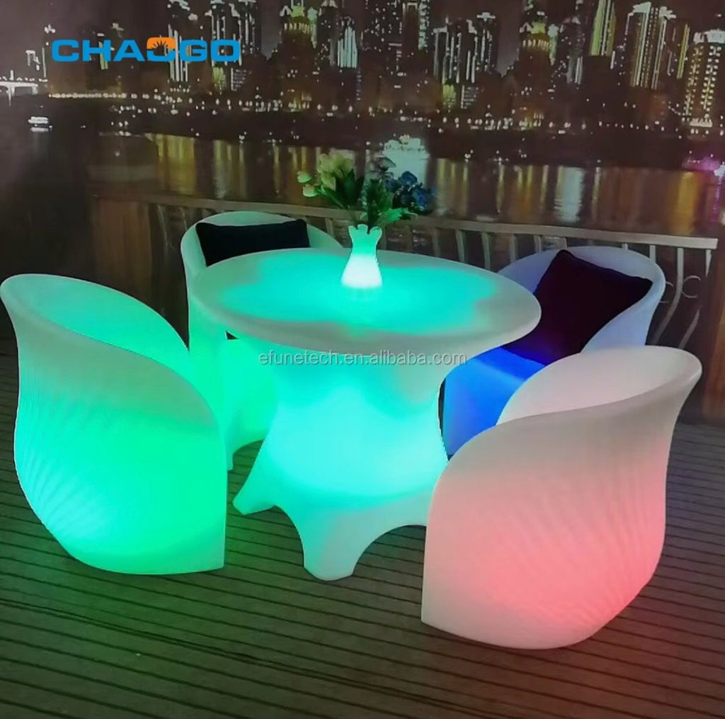 LED RGB Glow Lounge Lot 4 Bars 36 Chairs Tables Cubes (Used)