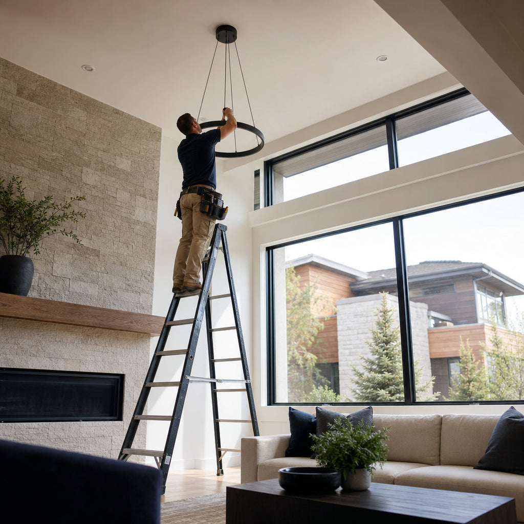 Light Fixture Replacement — High Ceiling (10-16 ft)